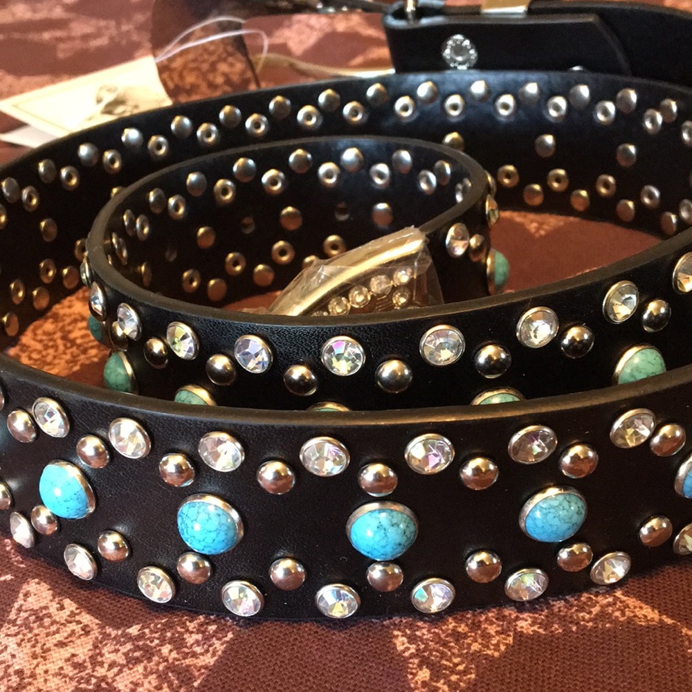 42 inch belt with Faux turquoise and rhinestones
